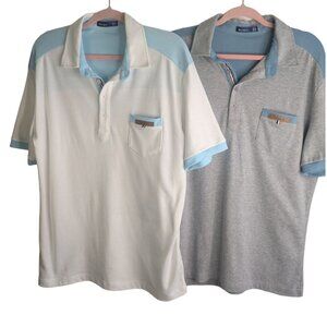 Bundle of Doublju Men's Polo Shirts Short Sleeve Light Blue & Gray Soft Sz XL